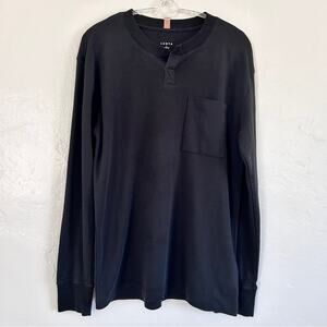 Lunya Pima Cotton Henley T Shirt Long Sleeve Shirt Black Women’s Large New